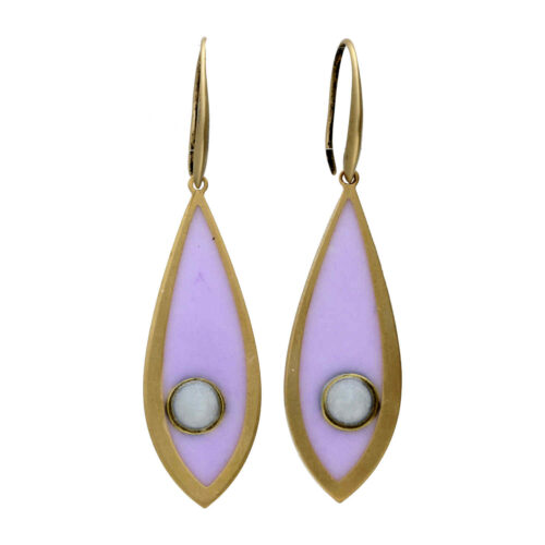 Oorbellen – Resin Art – Messing – Lila druppel