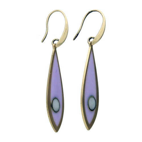 Oorbellen – Resin Art – Messing – Lila druppel